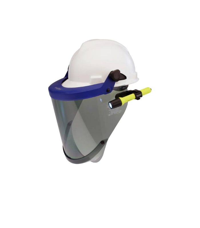 Paulson HT™ Arc Flash Face Shield Gray Visor with Helmet, Rated 12 cal/cm². Class 2, With flashlight, KIT