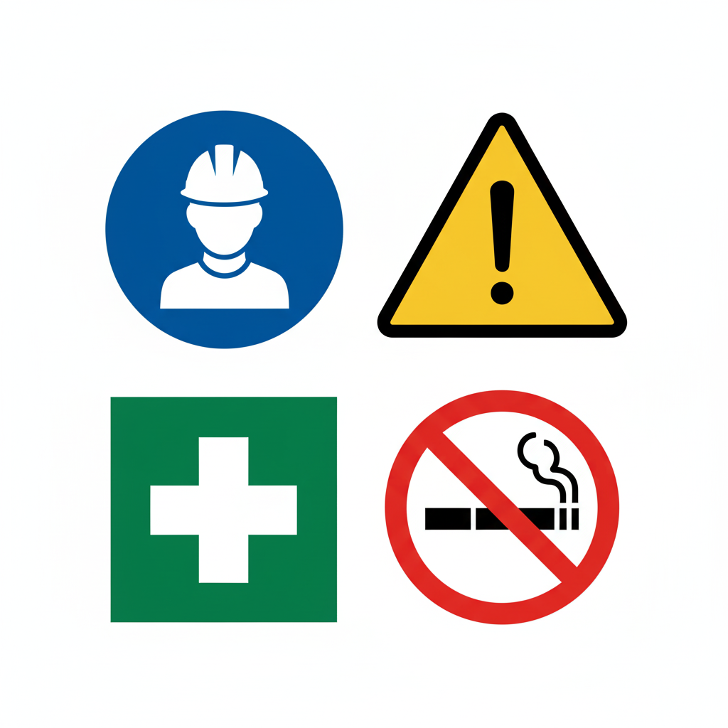 Safety signage boards in Jubail, Saudi Arabia for industrial and workplace safety