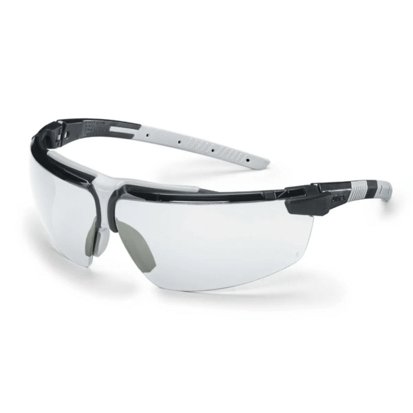 UVEX Safety Glasses, Black/Light Grey Frame, Clear Lens