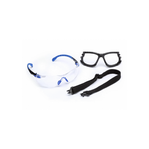 3M™ SecureFit™ 3700 Series Safety Glasses, Blue Temple, Scotchgard™ Anti-Fog Coating, Clear OTG AF-AS