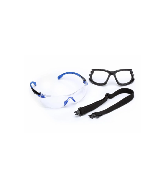 3M™ SecureFit™ 3700 Series Safety Glasses, Blue Temple, Scotchgard™ Anti-Fog Coating, Clear OTG AF-AS
