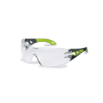 UVEX Safety Pheos Spectacles, Black/ Green Frame, Anti Fog Inside, Clear Lens
