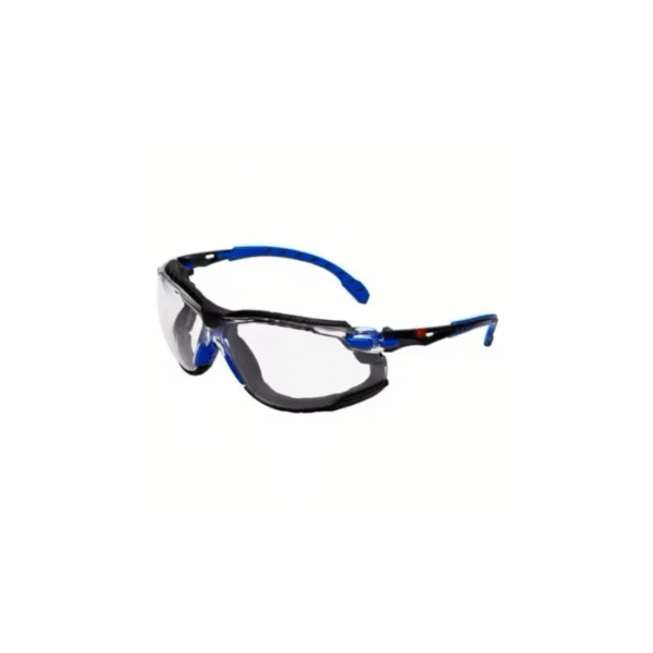 3M™ Solus™ 1000 Safety Glasses, Blue/Black Frame, Scotchgard™ Anti-Fog /Anti-Scratch Coating (K&N), Clear Lens, Foam Gasket and Strap