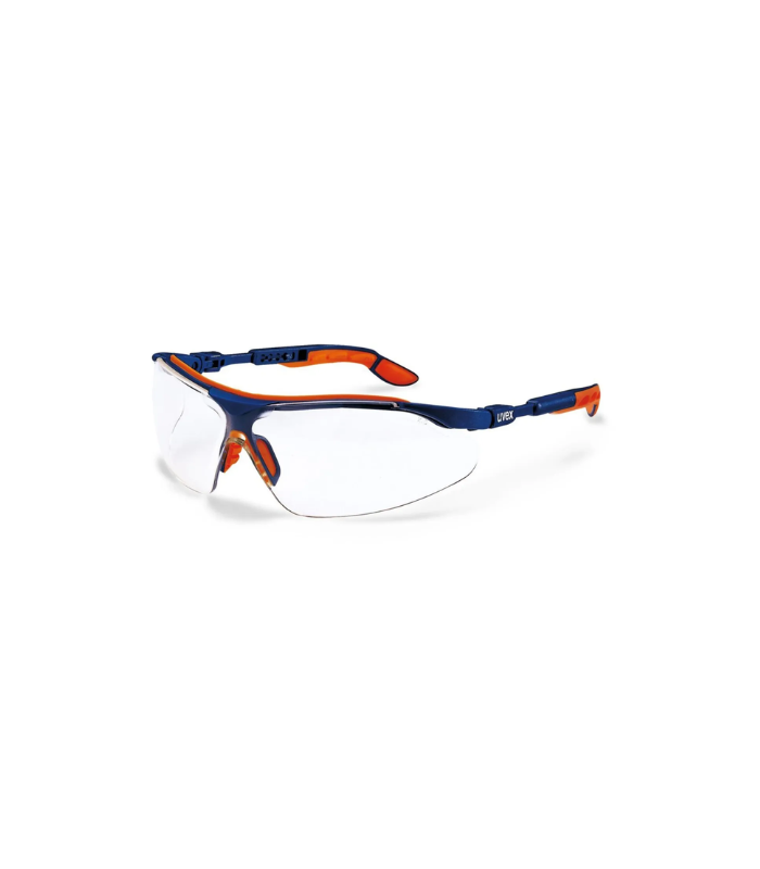 E1D4ADEC-4354-4FAF-AF8C-1416A5188E13 UVEX Clear Lens Safety Spectacles, Frame Color Blue, Orange