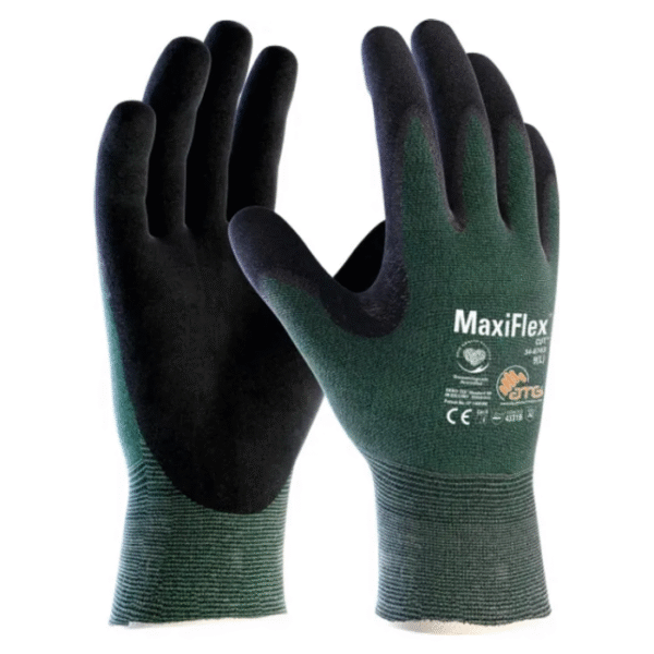 Gloves-Safety-Hand-Protection-Cut-Resistant-Color-Green-With-Black-Coating-Starlink