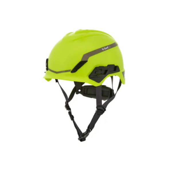 MSA-V-Gard-H1-Safety-Helmet-Novent-non-vented-yellow-green-high-viz-Fas-Trac-III-Pivot-Foam-EN397-Starlink