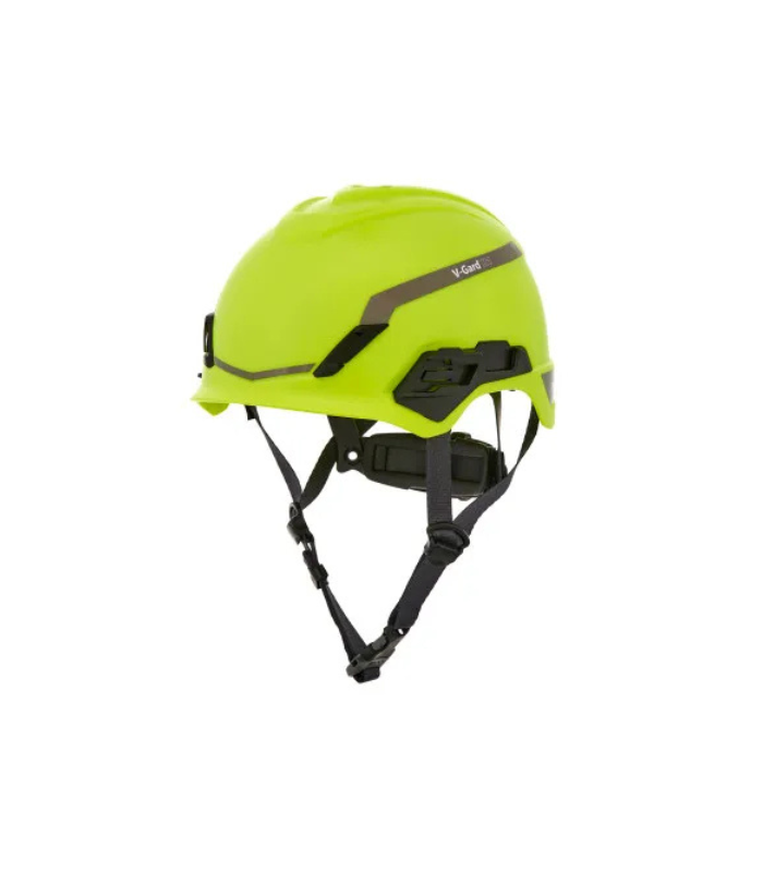 MSA-V-Gard-H1-Safety-Helmet-Novent-non-vented-yellow-green-high-viz-Fas-Trac-III-Pivot-Foam-EN397-Starlink