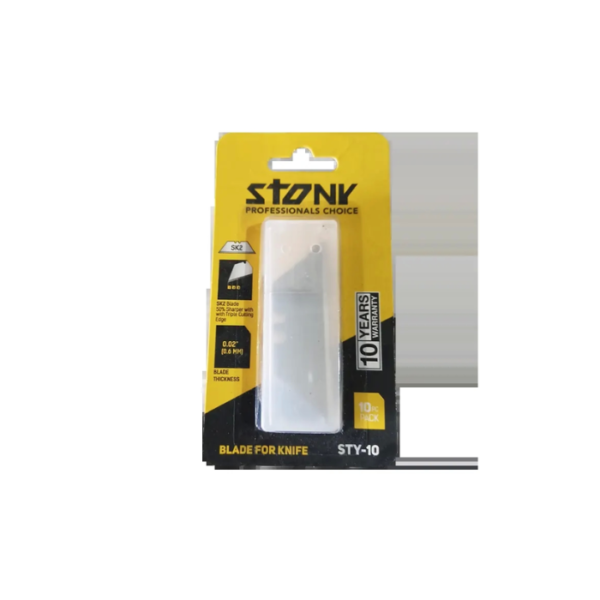 Stony Retractable Cutting Knife Blades, 10 Pcs, Triple Cutting Edge, Thickness 0.6mm STY-10
