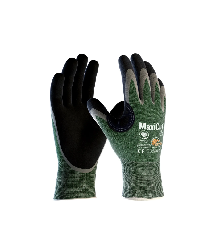 ATG MaxiCut® Oil™ Gloves, Palm Coated, Green/Black