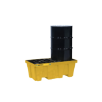2 Drum Plastic Pallet, In-Line, With Drain, EcoPolyBlend™, Yellow