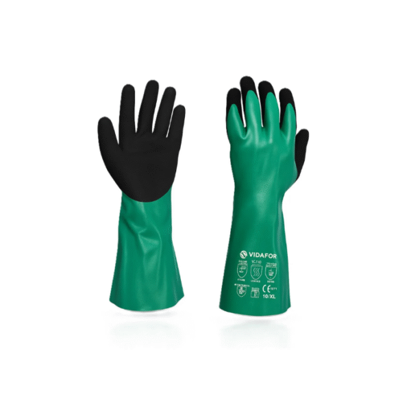 Vidafor VCHEM HPPE Chemical Resistance Gloves Cut Level B / A2, Double Dipped NBR Gauntlet