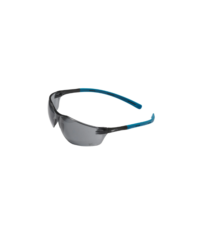 JSP Rigi™ Premium Lightweight Safety Specs - Smoke K&N Anti-scratch/Anti-mist - Black/Blue