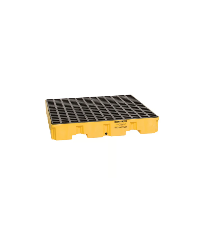 B891E201-B9FB-4949-A363-8C986CE43D8B Justrite Eagle 4 Drum Plastic Pallet With Drain, Yellow