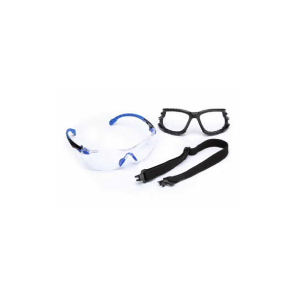 3M™ Solus™ Safety Glasses 1000-Series, Kit, Foam, Strap, Black/Blue, Clear Scotchgard™ Anti-fog Lens