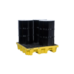 Justrite EcoPolyBlend™ Spill Control Pallet, 4 Drum Square, 73 gal Capacity, Recycled Polyethylene, Yellow