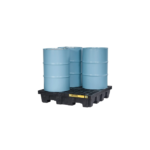 Justrite EcoPolyBlend™ Spill Control Pallet, 4 Drum Square, Recycled Polyethylene, Black