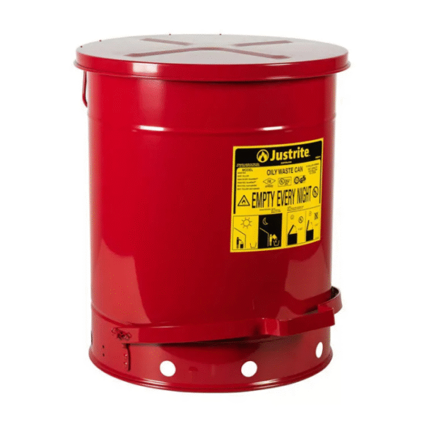 JUSTRITE-14-Gallon-Oily-Waste-Can-Hands-Free-Self-Closing-Cover-Red-Starlink