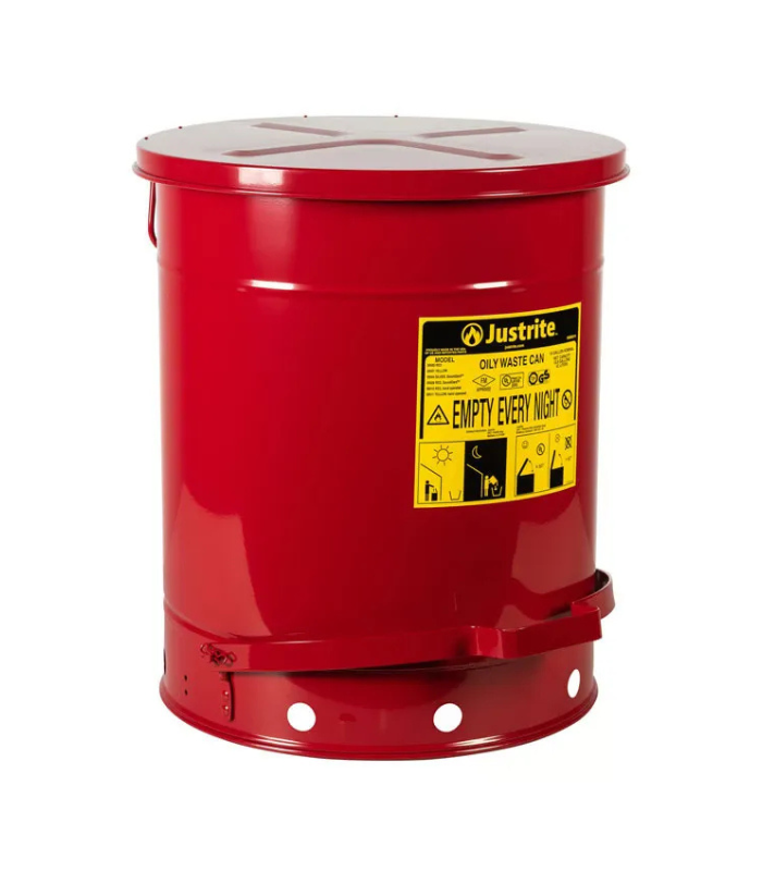 JUSTRITE-14-Gallon-Oily-Waste-Can-Hands-Free-Self-Closing-Cover-Red-Starlink