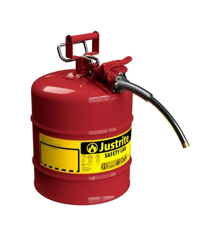 JUSTRITE-5-Gallon-5-8-Metal-Hose-Steel-Safety-Can-for-Flammables-Type-II-AccuFlow™-Red-Starlink