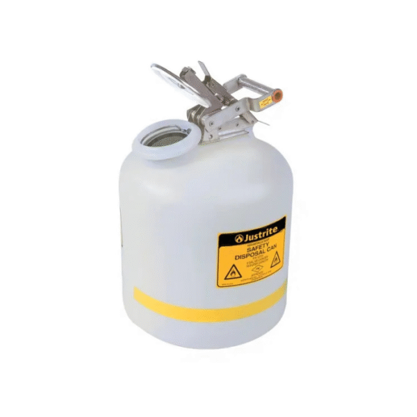 JUSTRITE-5-Gallon-Poly-Disposal-Safety-Can-Flame-Arrester-White-Starlink