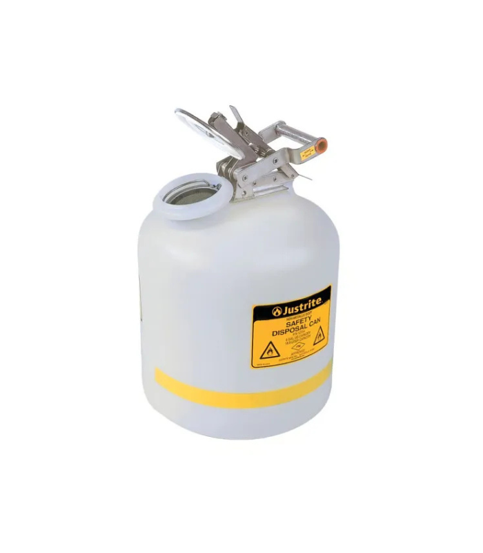 JUSTRITE-5-Gallon-Poly-Disposal-Safety-Can-Flame-Arrester-White-Starlink