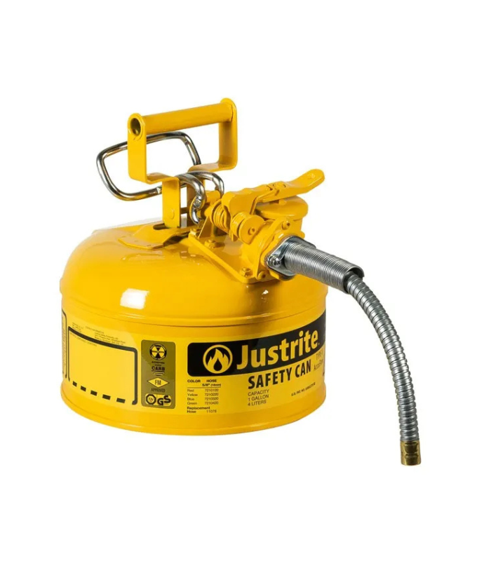 Justrite-1-Gallon-Diesel-Type-II-AccuFlow™-Safety-Can-5-8-Metal-Hose-Yellow-Starlink