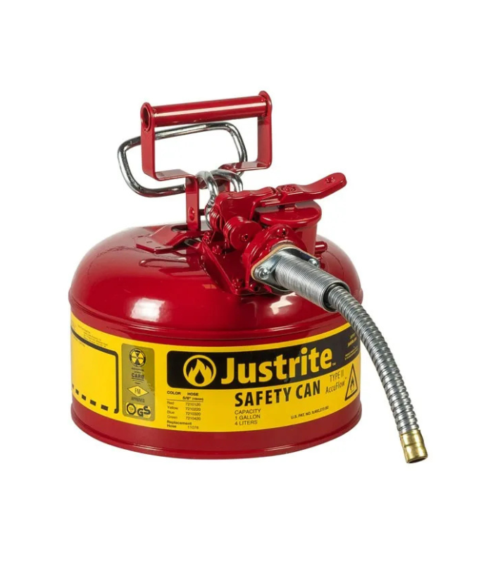 Justrite-1-Gallon-Type-II-AccuFlow™-Safety-Can-5-8-Metal-Hose-Red-Starlink