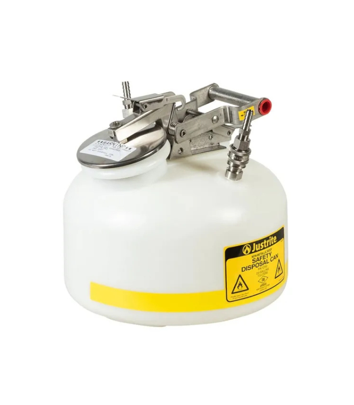 Justrite-2-Gallon-Polyethylene-Quick-Disconnect-Disposal-Safety-Can-Stainless-Steel-Fittings-for-3-8-Tubing-White-Starlink.