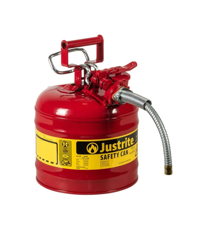 Justrite-2-Gallon-Type-II-AccuFlow™-Safety-Can-Steel-5-8-Metal-Hose-Red-Starlink