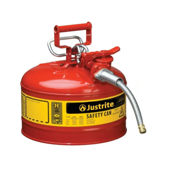 Justrite-2.5-Gallon-5-8-Metal-Hose-Steel-Safety-Can-for-Flammables-Type-II-AccuFlow™-Red-Starlink.