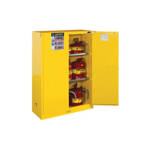 Justrite-45-Gallon-2-Shelves-2-Doors-Self-Close-Flammable-Cabinet-Sure-Grip®-EX-Yellow-Starink
