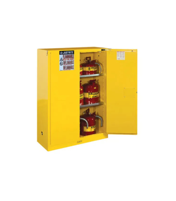 Justrite-45-Gallon-2-Shelves-2-Doors-Self-Close-Flammable-Cabinet-Sure-Grip®-EX-Yellow-Starink