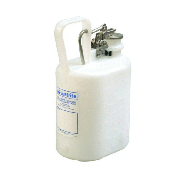 Justrite-Safety-Disposal-Can-1-gal-Corrosives-Oval-Acid-Container-White-Starlink