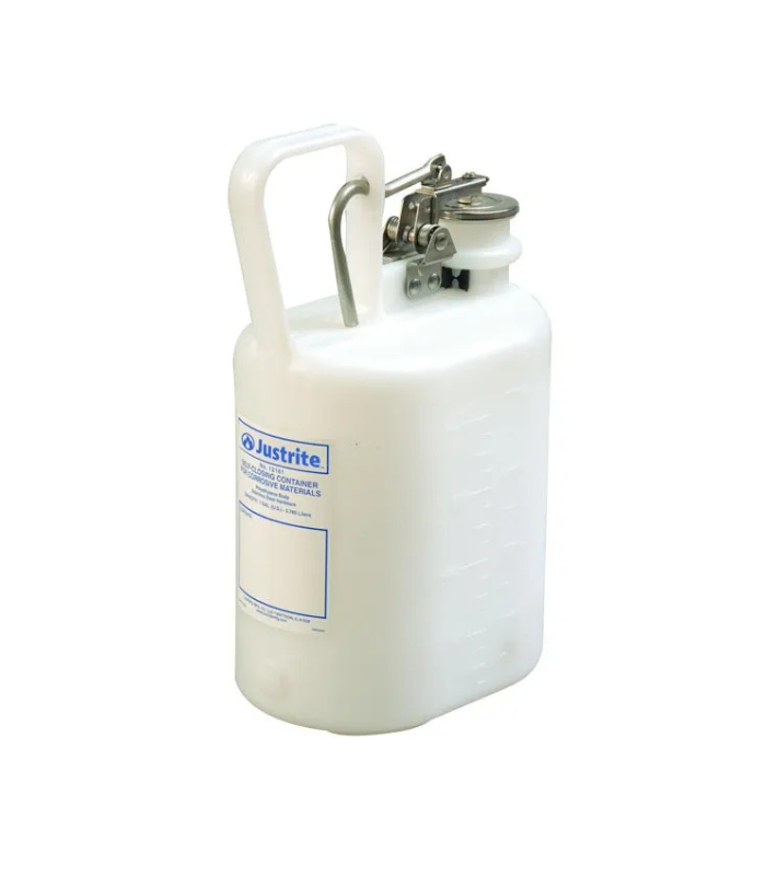 Justrite-Safety-Disposal-Can-1-gal-Corrosives-Oval-Acid-Container-White-Starlink