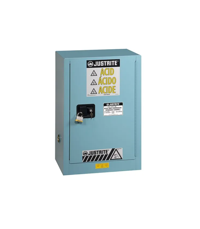Justrite-Sure-Grip®-EX-Compac-Corrosives-Acid-Steel-Safety-Cabinet-12-gallon-1-self-close-door-Blue-STARLINK.