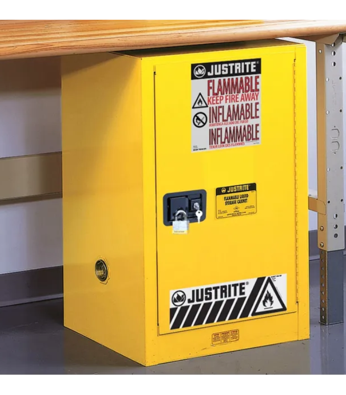 Justrite-Sure-Grip®-EX-Compac-Flammable-Safety-Cabinet-12-Gallon-1-Self-Close-Door-Yellow-Starlink.