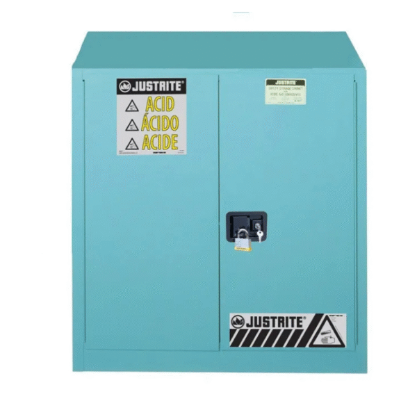 Justrite-Sure-Grip®-EX-Corrosives-Acid-Steel-Safety-Cabinet-30-Gallon-2-Self-Close-Doors-Blue-Starlink