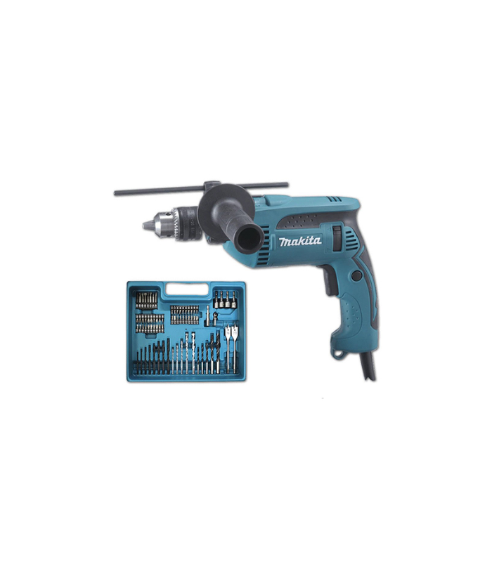 Makita Impact Drill, For Masonary , Steel, Wood, With Accessory Case 74 Pieces, Chuck 13mm, 680W, 2Kg