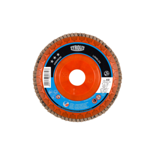 Tyrolit FLAP DISC, SS/CS (2 IN 1), 4.5' (115X22,23) - 28N, ZA40 Q-B, PREMIUM