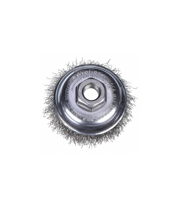 4 in Crimped Wire Cup Brush, 0.02 in Wire Dia. 1 3/8 in Bristle Trim Length 1PAK