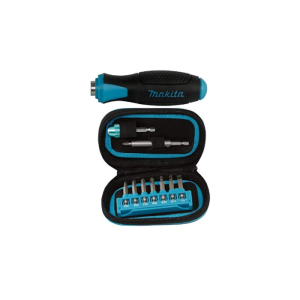 Makita 11 pcs Ratchet Screwdriver Pouch with Rachet Handle