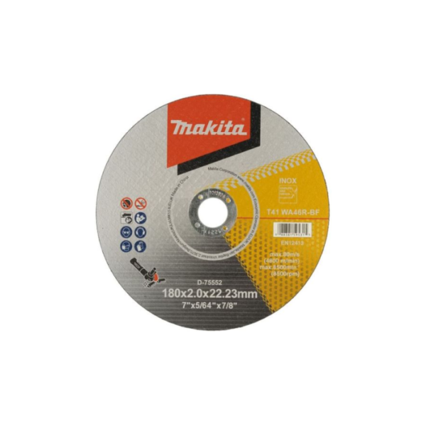 Makita Thin Cut-off Wheels, 180 X 2.0 X 22 mm, Grit (WA46R) D-75552