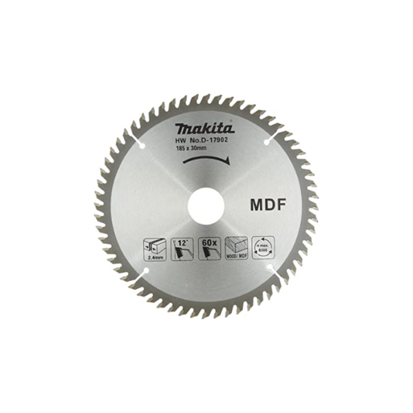 Makita Circular Saw Blade, MDF Cutting, 185mm x 60T D-17902