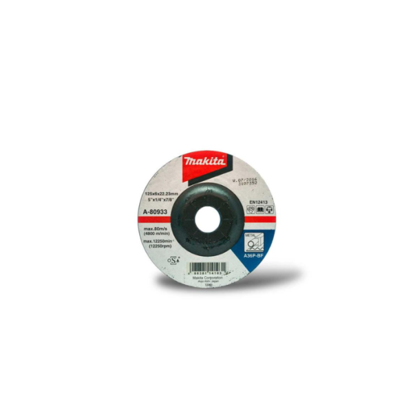 Makita Accessories, Depressed Center Grinding Wheel (A-series), 125 x 6.0 x 22.23 A-80933