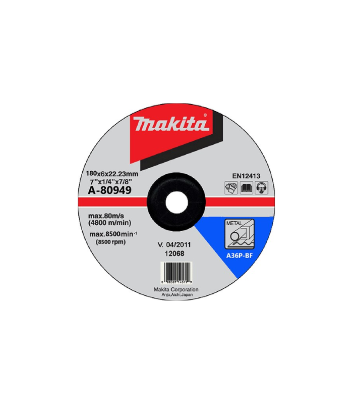 Untitled design - 2026-01-29T143811.299 Makita Accessories, Depressed Center Grinding Wheel (A-series), 180 x 6.0 x 22.23 A-80949