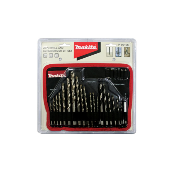 Makita Accessories, 26 pcs drill bits and Screwdriver bits set P-90196
