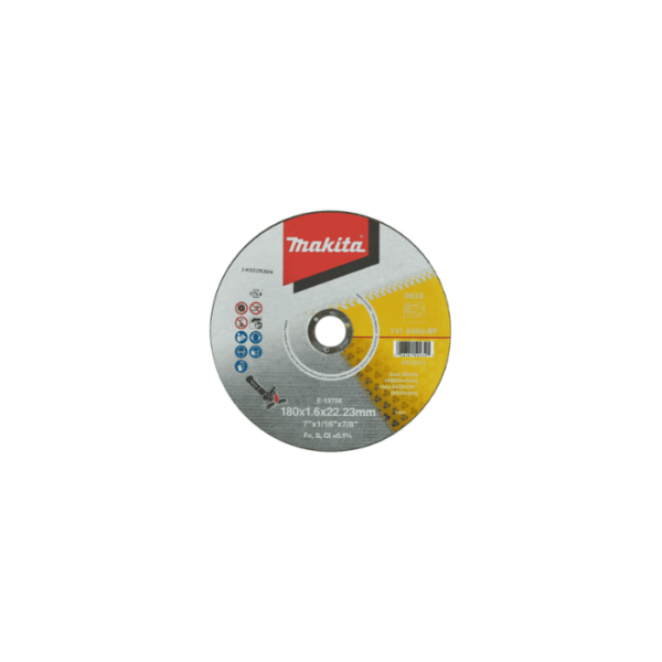 Makita Cut Off Disc, For cutting Stainless Steel, Metal, 180 x 1.6 x 22mm E-13758
