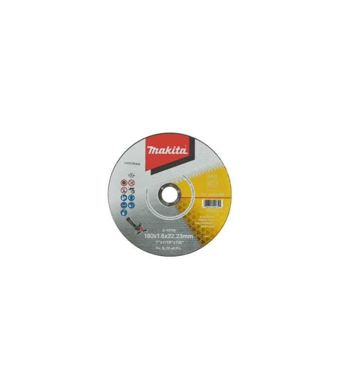 Untitled design - 2026-01-29T150414.853 Makita Cut Off Disc, For cutting Stainless Steel, Metal, 180 x 1.6 x 22mm E-13758