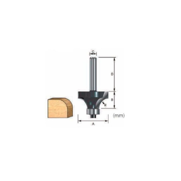 Makita Roundover Router Bit, 8 X 14.5 mm, With Bearing D-48393